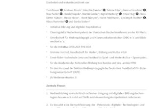 Cover und erste Seite des Positionspapier Zur Weiterentwicklung Der KMK-Strategie ‹Bildung in Der Digitalen Welt›